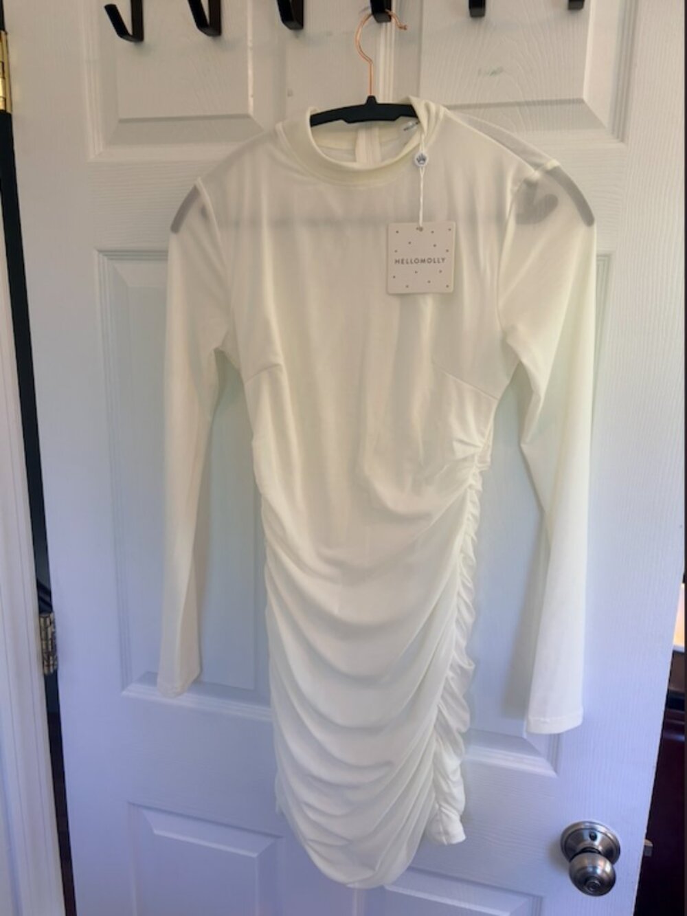 NWT Hello Molly white mockneck bodycon mini dress. size M